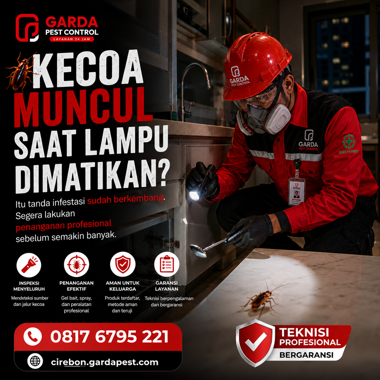 Kontak Darurat Jasa Pembasmi Kecoa 24 Jam Cirebon: Penanganan Profesional Agata Pest Control Saat Mendesak